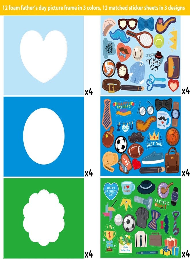 Fancy Land Father's Day Picture Frame Craft Kits for Kids Happy Fathers Day Foam Craft from Kids DIY Art Class Activities 12 Pack - Image 4